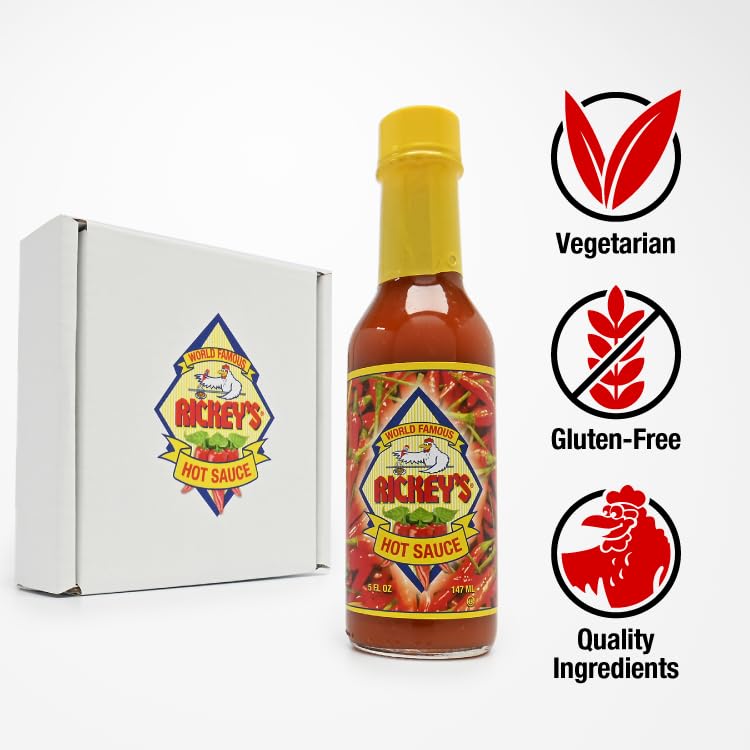 RICKEY'S Variety Pack, Gourmet Hot Sauce of Original, Jalapeño, and Habanero Flavors, 3-Bottle Set