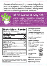 Gymnema Leaf Tea | 100% Organic Herbal Tea for Healthy Metabolism | Natural Sweet Cravings Support | Caffeine-Free, Keto-Friendly, Vegan, Gluten