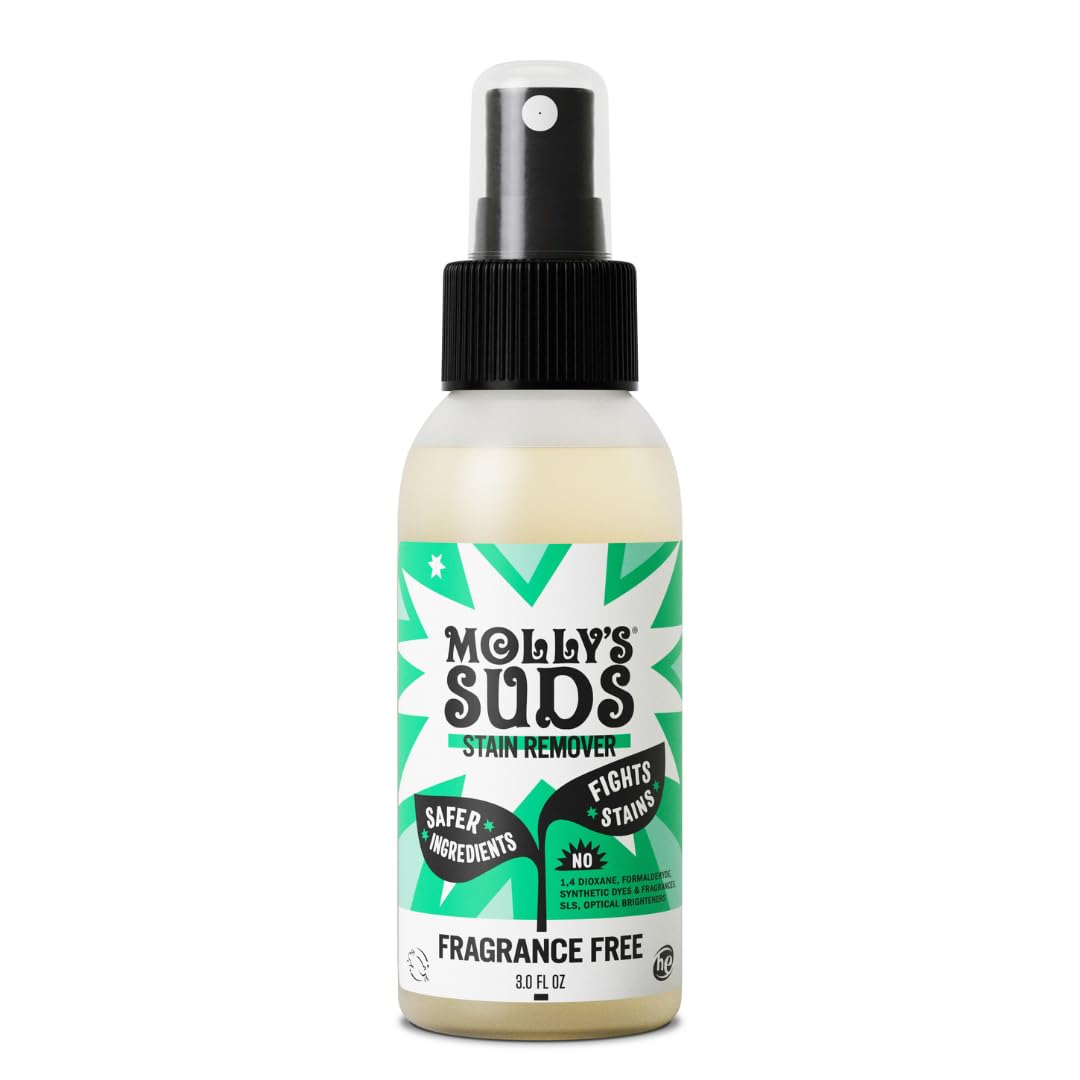 Molly's Suds Stain Remover Spray | Gentle Yet Powerful, Great for Baby & Pet Stains | Clean, Simple Ingredients (Fragrance Free) (3 Fl Oz (Pack of 1))