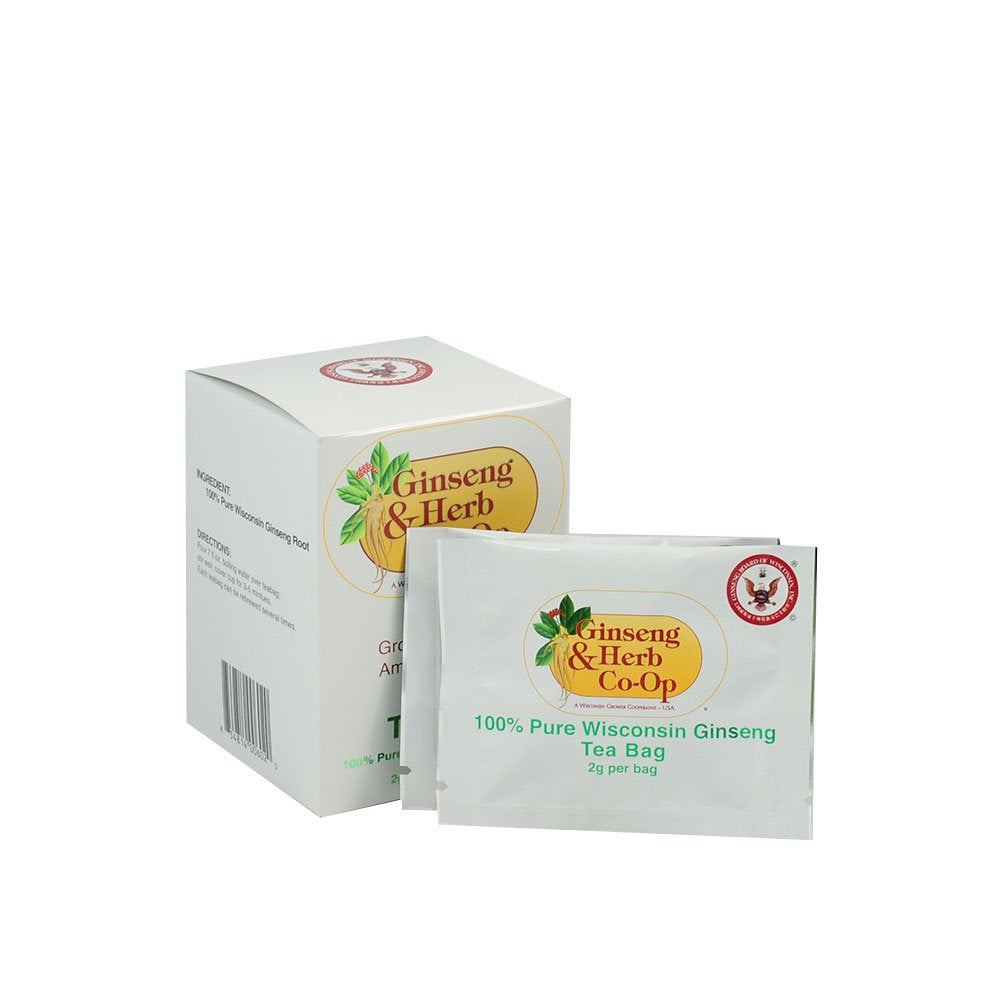 New & Improved 100% Pure Wisconsin American Ginseng Tea Bags. Best of The Best Premium Roots Selected - Guaranteed with Seal. (10 Count).