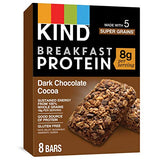 KIND Breakfast Protein Bars, Dark Chocolate Cocoa, Healthy Snacks, Gluten Free, 8g Protein, 32 Count