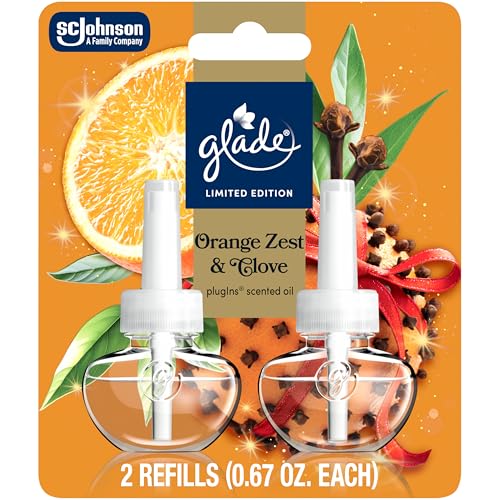Glade PlugIns Refills Air Freshener, Orange Zest & Clove, Scented and Essential Oils for Home and Bathroom, 0.67 Fl Oz, 2 Count