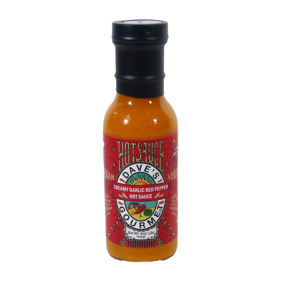 Dave's Gourmet Creamy Garlic Red Pepper Sauce-Medium Heat For Salads, Dips,Dressings-1 Bottle