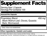 Black Walnut, Cloves, Quassia and More Formula - 450 mg (100 Capsules, ZIN: 510989) - 3 Pack