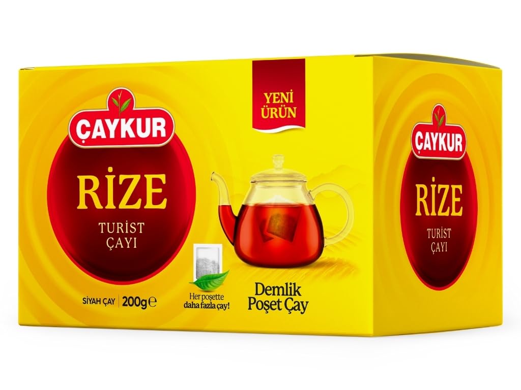 ÇAYKUR Rize Turist Large Tea Bags for Teapot Brew, Bright Red, Loose Leaf, Individually Wrapped 40 Bags, 200gr / 7.05 Oz