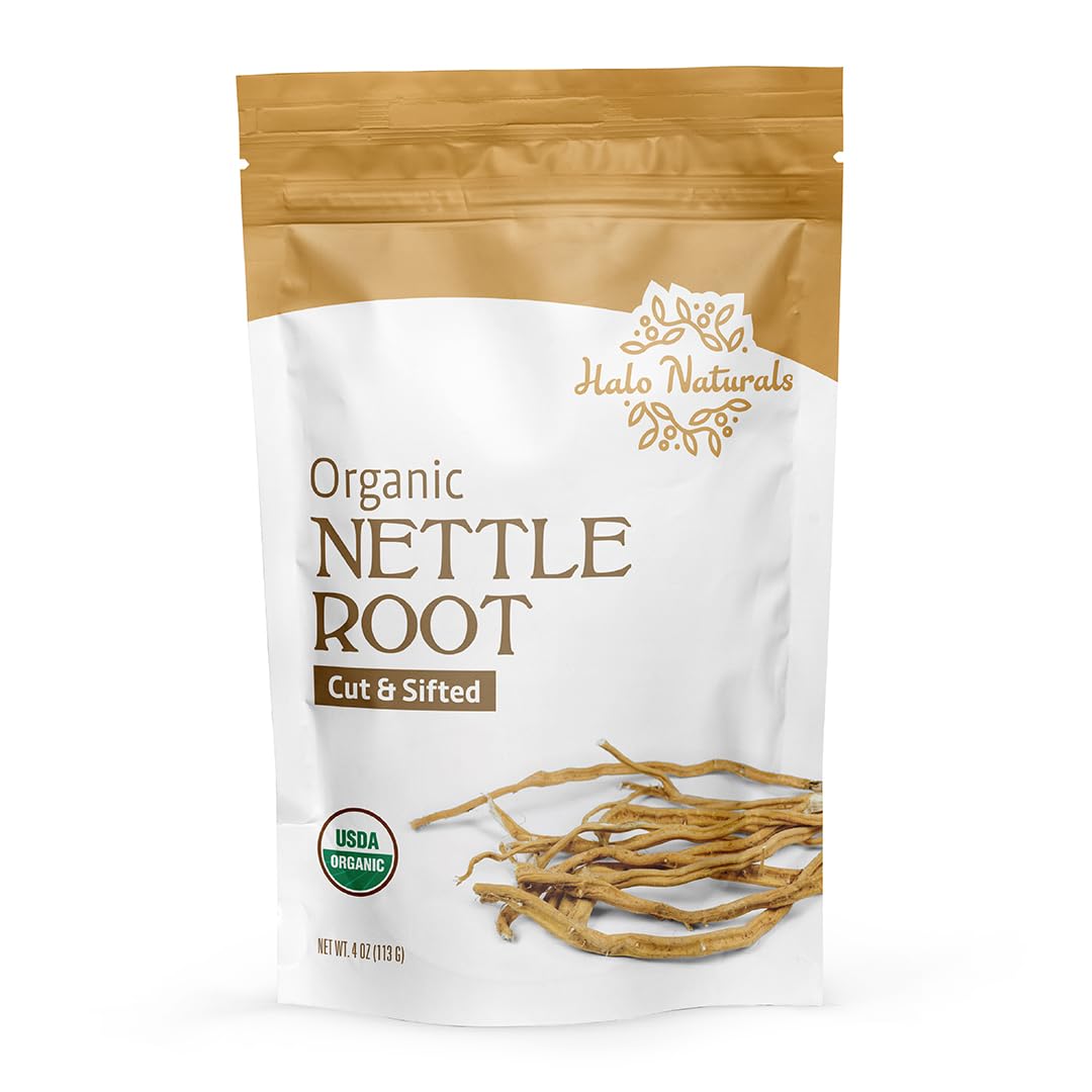 Halo Naturals Organic Nettle Root Cut & Sifted, 4 Ounces (Urtica dioica) USDA Certified | Resealable Pouch| Packaged in The USA