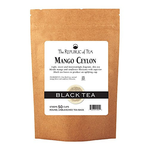 The Republic of Tea Mango Ceylon Metabolic Frolic Tea, 50 Count, Gourmet Gluten-Free Black Tea