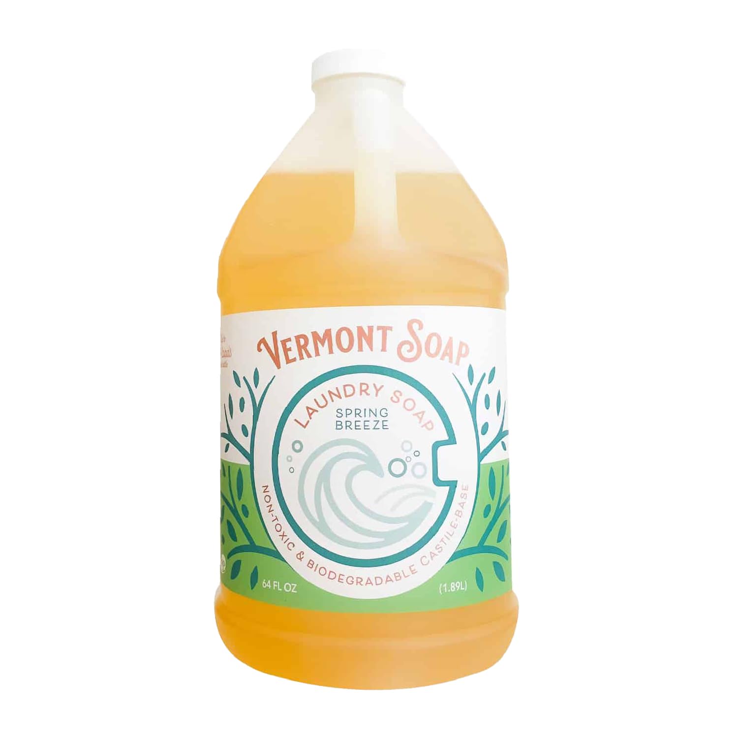 Vermont Soap Laundry Detergent, Laundry Soap, Natural Laundry Detergent Liquid, Baby Detergent, washing - Spring Breeze, 64 Fl Oz