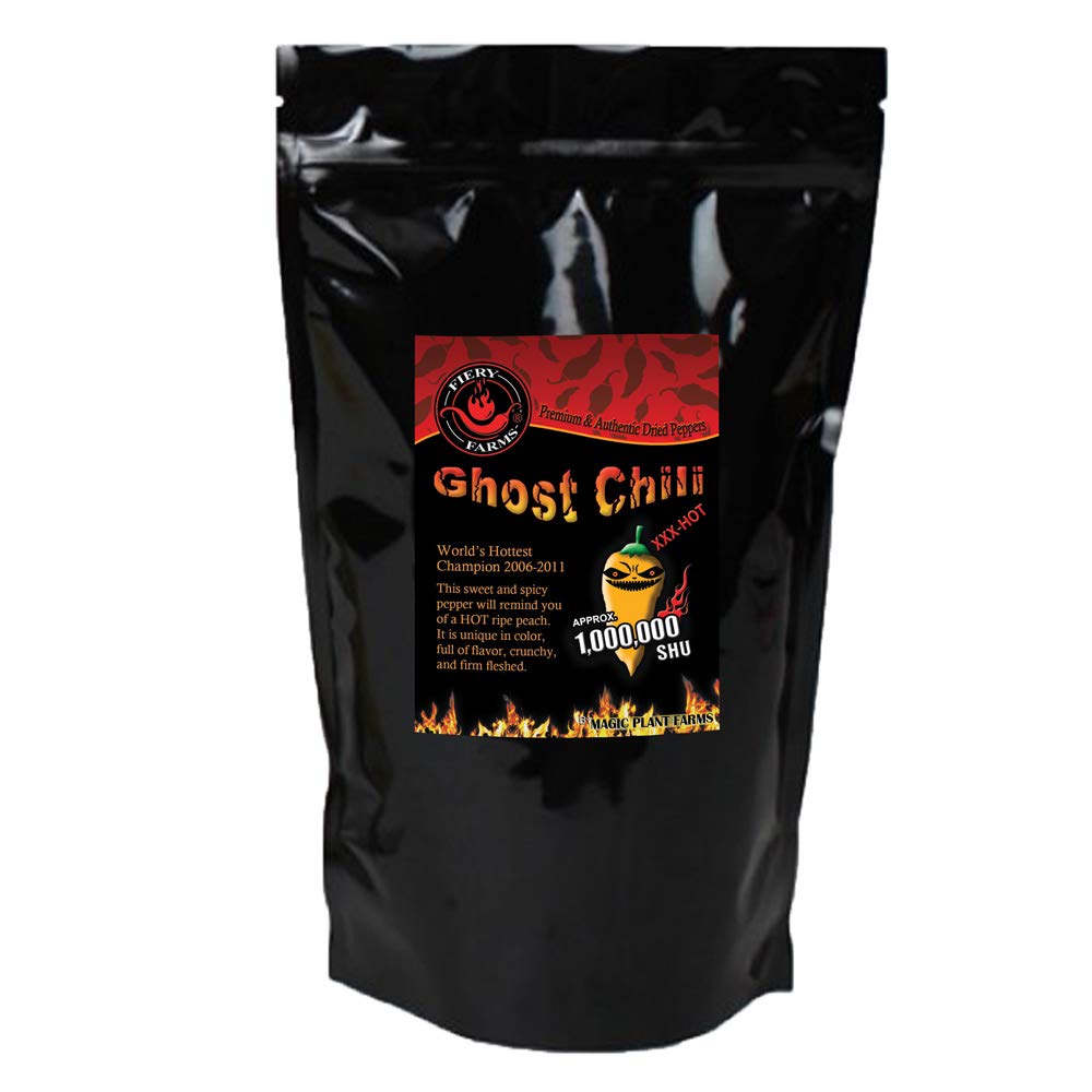 Natural Orange Bhut Jolokia Ground Chili Powder aka Peach Ghost Pepper Fine Ground Powder by Magic Plant (8oz)