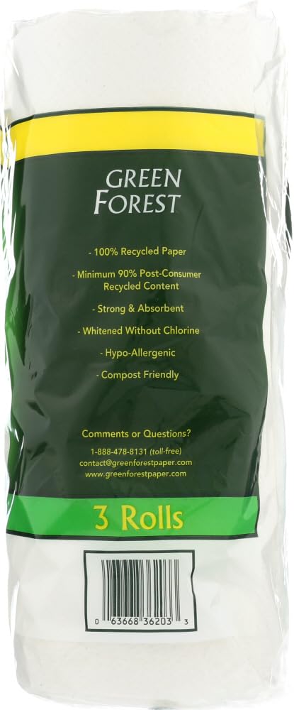 Green Forest Paper Towels, Size Your Own, White, Regular Roll - Regular Roll - 6 pk