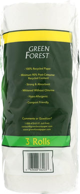 Green Forest Paper Towels, Size Your Own, White, Regular Roll - Regular Roll - 6 pk