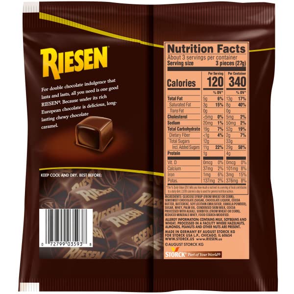 Riesen Chocolate Covered Chewy Caramel Candy, 2.72 Oz (Pack of 12)