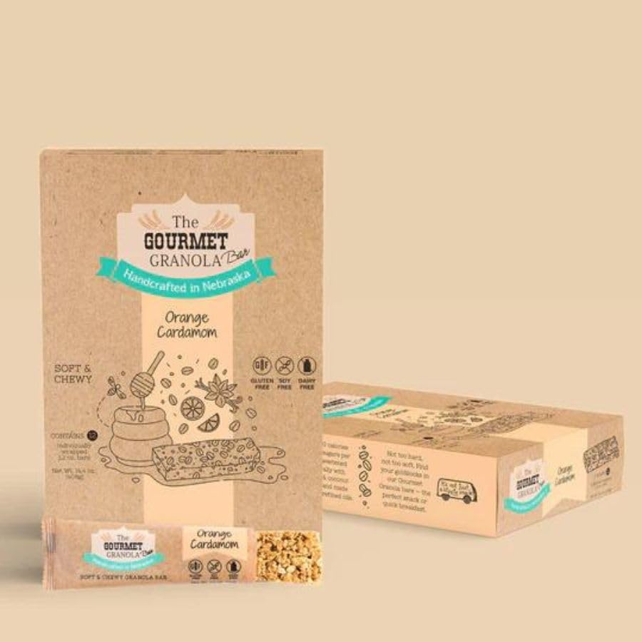 Tangy Orange Vanilla Granola Bars | 12 Pack | Refreshing Taste | The Gourmet Granola