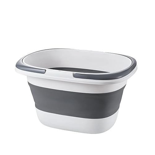 4.2 Gal(16L) Large Collapsible Plastic Bucket with Handle for House Cleaning, Space Saving Outdoor Multiuse Foldable Water Pail/Sink