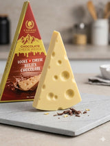 Carians Gourmet Chocolate Cheese Wedge, Premium Milk Chocolate Novelty Dessert, Swiss Cheese Shaped Confectionery, Fun Holiday and Party Gift, Unique