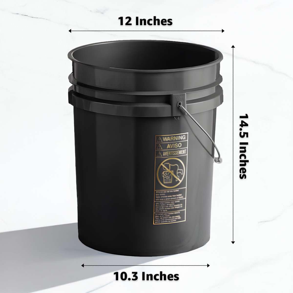 10 Pack - 5 Gallon Heavy-Duty Plastic Buckets with Metal Handle, 90 Mil, Food Safe & Multipurpose