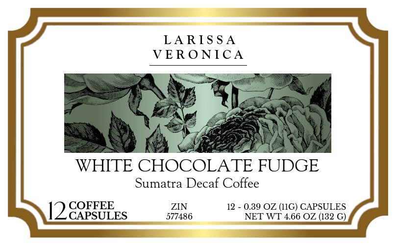 White Chocolate Fudge Sumatra Decaf Coffee (Single Serve K-Cup Pods) (Gourmet, Naturally Flavored, Whole Coffee Beans) (12 pods, ZIN: 577486) - 2 Pack