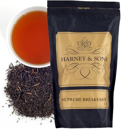 Harney & Sons Supreme Breakfast Loose Leaf Black Tea - Bold Morning Breakfast Tea, Caffeinated, 16 oz Bag