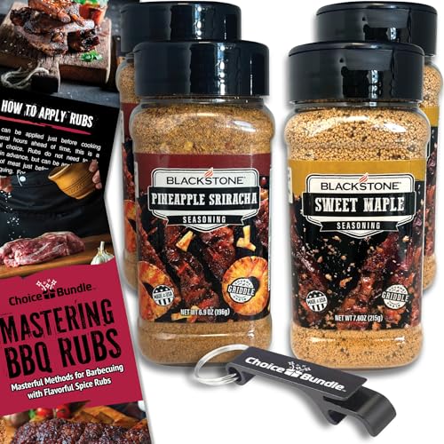 Blackstone Sweet Maple & Pineapple Sriracha Seasoning - Gourmet Griddle Premium BBQ Barbecue Rub 4 Pk Choice Bundle (29 oz) + BBQ Guide & Opener (6