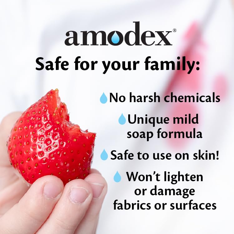 Amodex Ink & Spot Remover for Clothes, Leather and Skin - Removes Ink, Ballpoint, Sharpie, Grease and More, Works on Set-in Stains, Gentle but