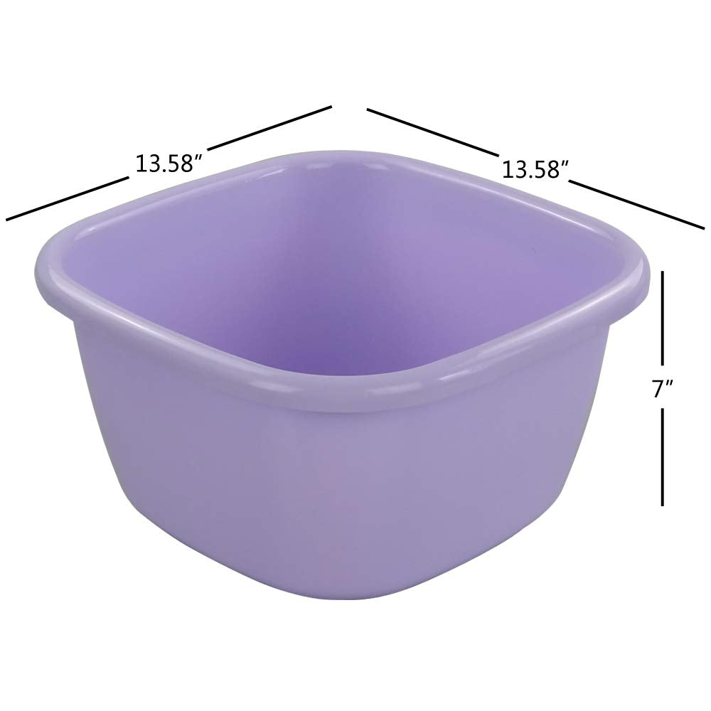 Obston 18 Quart Plastic Dish Pan, Square Washing Basins, Set of 2 (Green, Purple)
