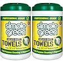 Simple Green Professional Grade Heavy-Duty Cleaning and Degreasing Towels, All-Purpose Cleaning Wipes, 75 count (Pack of 2)
