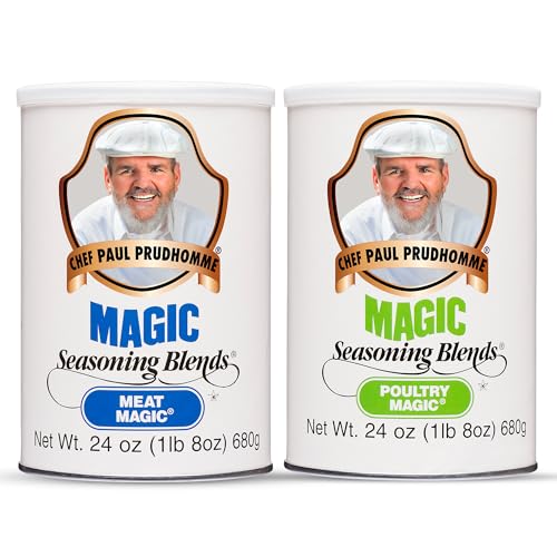 Chef Paul Magic Seasonings Blends Meat and Poultry, Variety Pack of 1 (24 oz Canisters each) - Bold All-Purpose Blend for Steak, Chicken, BBQ & More