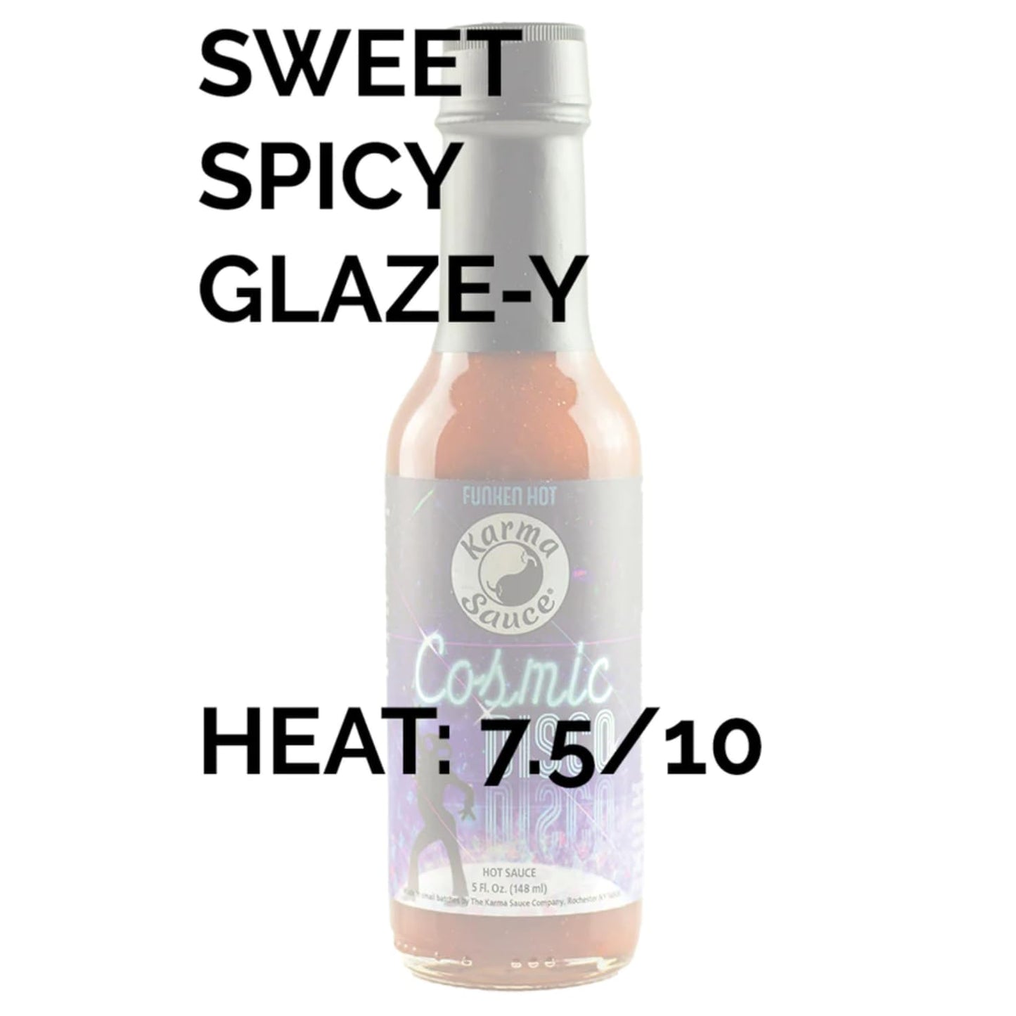 Cosmic Disco by Karma Sauce, Medium-Heat Hot Sauce With Flavors of Ghost Pepper, Jalapenos & Garlic, Made With All Natural Ingredients, 5 fl oz Bottle