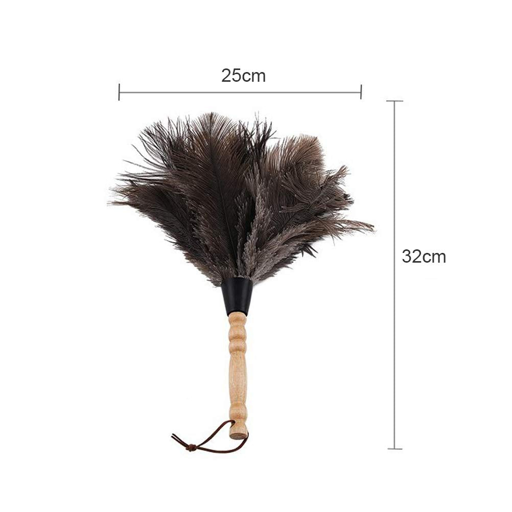 Roexboz Feather Duster Washable Soft Duster Antistatic Animal Feather Brush Natural Ostrich Feathers with Long Wooden Handle Feather Duster for House