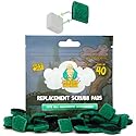Chubbs Replacement Scrubb Pads (Square - 40 Pack) - Fits Any Magnetic Glass Cleaner with Hook Attachment, Designed Scrubb | Removes Built-Up Stains