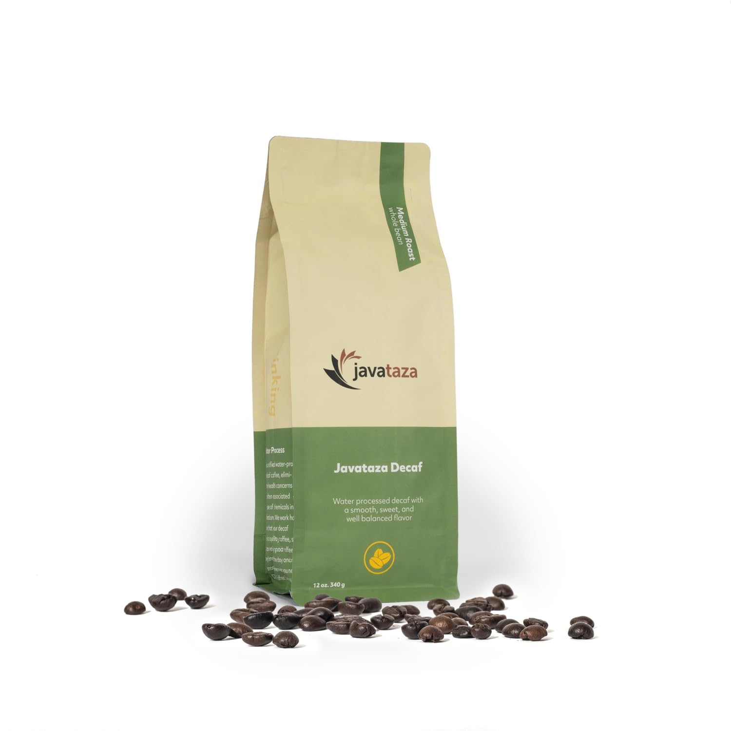Javataza Decaf Coffee -12 oz Fairly Traded, Naturally Shade Grown (Whole Bean)