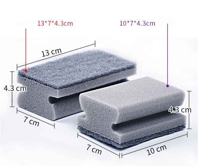 Multifunction Scrub Sponge Protects Nails and Fingers - Sponges for Cleaning Remove Tough Stains, Grease, Residue (Gray 13 * 7 * 4.3cm 3 pcs)