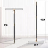 Floor Squeegee 20 inch Silicone Long Handle of 65" for Window Cleaning Shower Squeegee Scrubber Combi with Pole Extendable Telescopic Adjustable