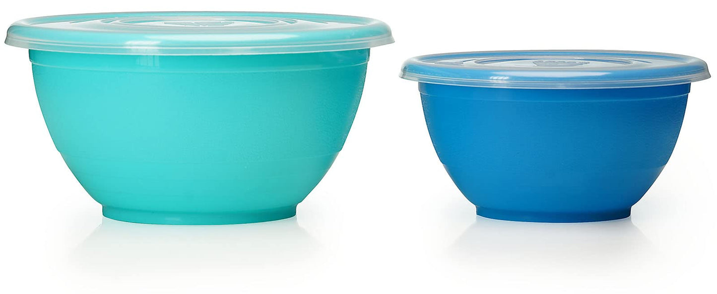 Stephanie Imports Made in USA 6-Piece Set of Prep & Store Plastic Bowls with Clear Lids (BPA-Free and Dishwasher Safe) - Blue, Teal and Green