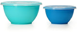 Stephanie Imports Made in USA 6-Piece Set of Prep & Store Plastic Bowls with Clear Lids (BPA-Free and Dishwasher Safe) - Blue, Teal and Green