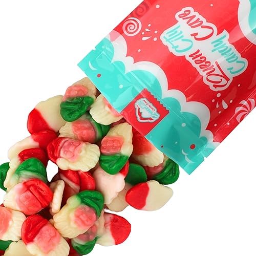 Santa Shaped Christmas Gummy Candy - Bulk Santa Gummies - Festive Red, Green, and White Gummy Christmas Santas (1 Pound)