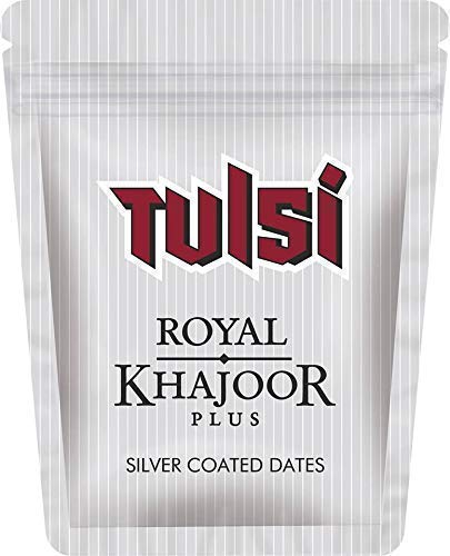 Tulsi Royal Khajoor Plus Silver Coated Dates Mouth Freshner, 0.015lb (7g) (Pack Of 50)