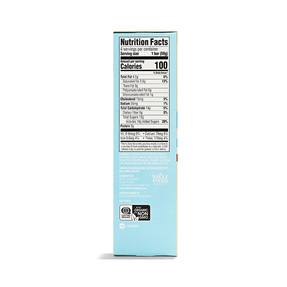 365 by Whole Foods Market, Organic Fudge Bars, 2.5 fl oz, 4 ct, (Frozen)