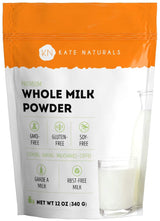 Kate Naturals Dry Whole Milk Powder for Baking, Coffee & Milkshakes (12oz) RBST-Free, Made in USA, Dried Powdered Substitute For Liquid Milk