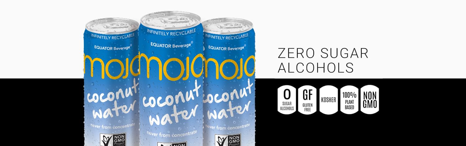 MOJO Coconut Water | Hydration Drink & Sports Drink | Electrolytes Beverage | Vitamin B & C | Hydration Drink for Skin & Body | 11.1 Oz (Pack Of 12)