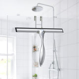 Shower Squeegee for Glass Door 12-Inch Stainless Steel Bathroom Squeegee Window Wiper, Includes Shower Door Hook, Adhesive Hook, and Spare Silicone