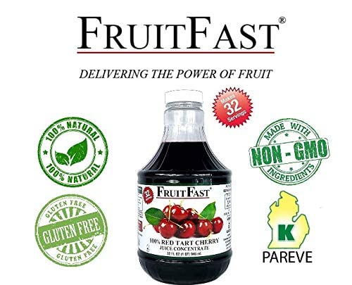 Red Tart Cherry Juice Concentrate by FruitFast - (32 FL OZ) Unsweetened, 68 Brix Pure Concentrated Juice - 100% Dark Cherry Extract - No Additives or