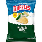 Ruffles Potato Chips, Jalapeno Ranch Flavored Snacks, 8 Oz Bag