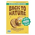 Back to Nature Rosemary & Olive Oil Stoneground Wheat Crackers, Non-GMO, Plant-Based Snack Cracker, Made with Whole Grains & Flax Seed, 5oz Box