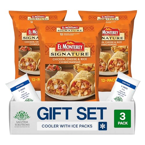 Salutem Vita - Chicken Cheese Rice Chimichangas, Frozen Mexican Food Gift Set, 54 oz - Pack of 3