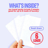 STRIPS Laundry Detergent Sheets Fresh Linen Travel Pack (3ct, 6 loads) Eco Liquidless Soap, Travel-Friendly, Dissolves in Hot & Cold, Hypoallergenic