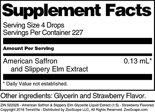 American Saffron & Slippery Elm Glycerite Liquid Extract (1:5) - Strawberry Flavored (1 oz, ZIN: 522028) - 3 Pack