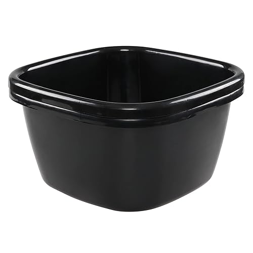 Gloreen 18 Quart Deep Wash Basins 2 Packs, Plastic Square Dish Pan Tub, Black