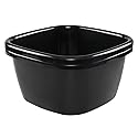 Gloreen 18 Quart Deep Wash Basins 2 Packs, Plastic Square Dish Pan Tub, Black