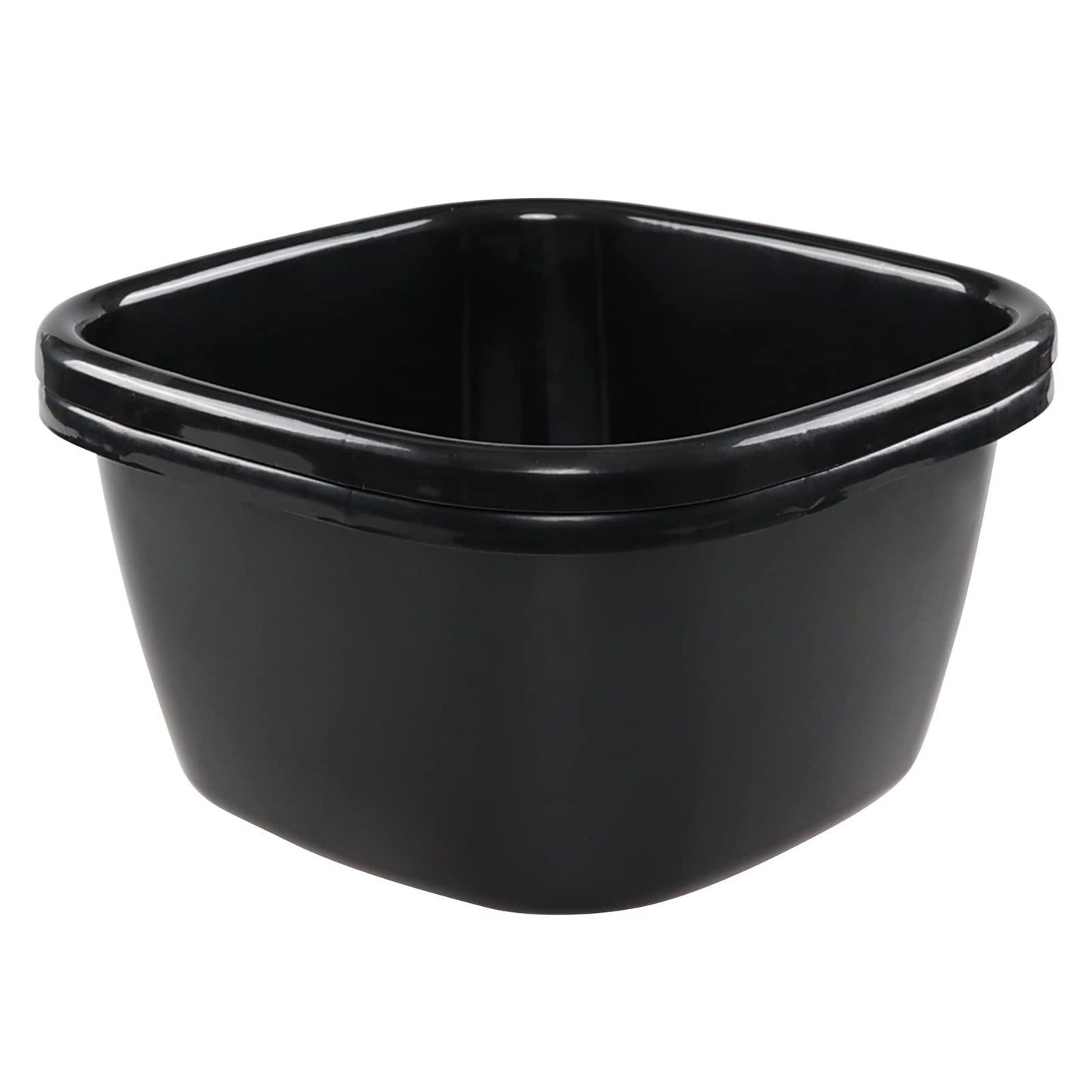 Gloreen 18 Quart Deep Wash Basins 2 Packs, Plastic Square Dish Pan Tub, Black